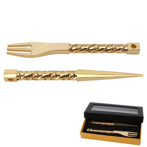 Golden Color Shisha Fork High Quality Zinc Alloy Gift Hookah Accessories Wholesale Smoking Hookah Fork Flavor