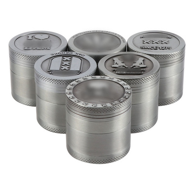 Futeng wholesale small 4 layers metal dry herb grinder 40mm 4 parts zinc alloy custom logo tobacco spice grinder for herb