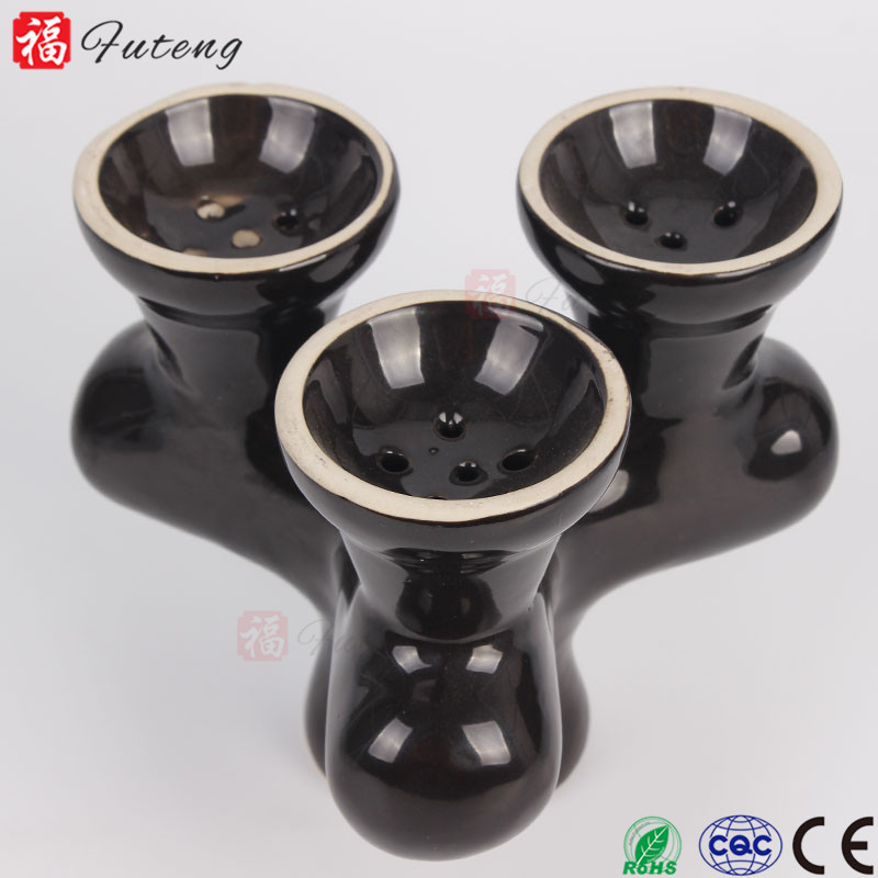 Futeng Special Design 3 Heads Hookah Bowl Wholesale Shisha Head Bowl Hookah Accessories