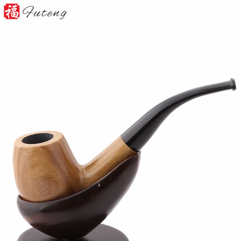 Futeng new durable green sandalwood wood smoking pipe tobacco pipes for smoking with acrylic pipe stem