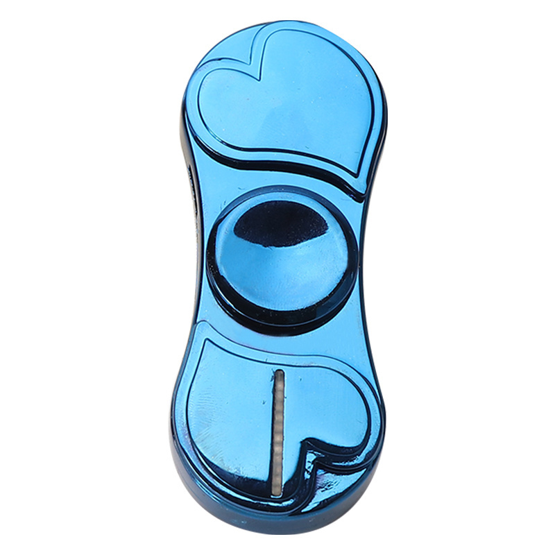 New Arrival Mini Blue Heart Fingertip Gyroscope Lighter Grinding Wheel Direct Charge Premium Windproof Fingertip Toy Lighter