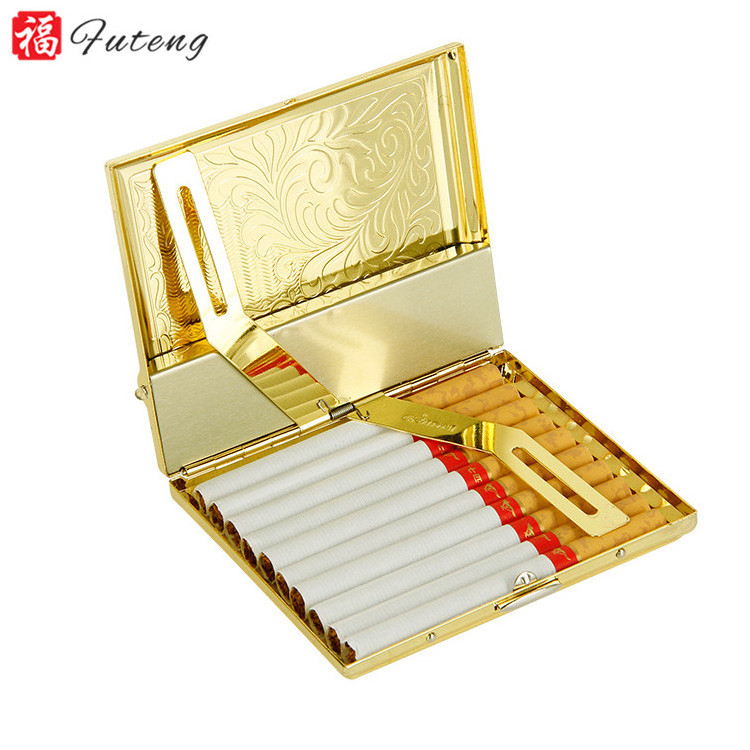 High Quality Gold Color Futeng Durable Use Wholesale Lighter Cigarette Cases