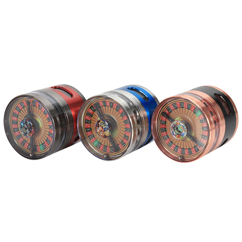 Futeng Portable 63mm metal herb grinder with window custom luxury lid tobacco spice dry crusher grinder herb 2.5 inch