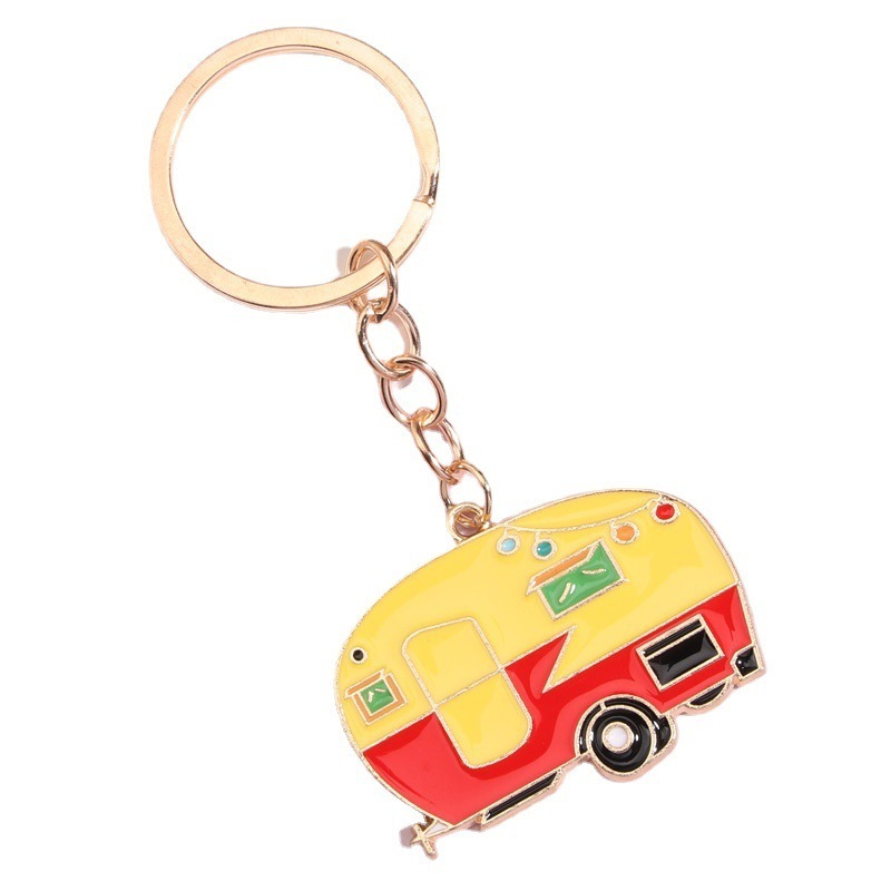 Enamel Keychain Moon Star Sightseeing Bus Key Ring Camping Key Chains For cute Star Moon keychain Bag car key pendant