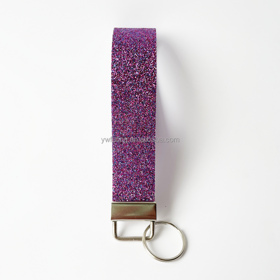 Hot sale DIY Self Defense Safety For Women Safety Keychain Set glitter Leather wristlet keychain Hook