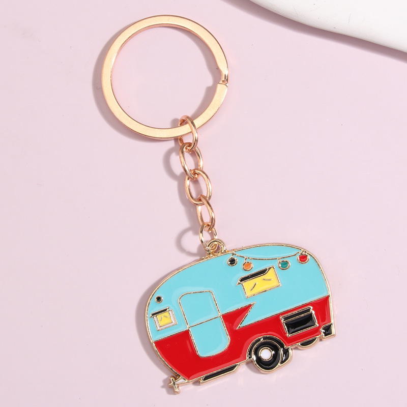 Enamel Keychain Moon Star Sightseeing Bus Key Ring Camping Key Chains For cute Star Moon keychain Bag car key pendant