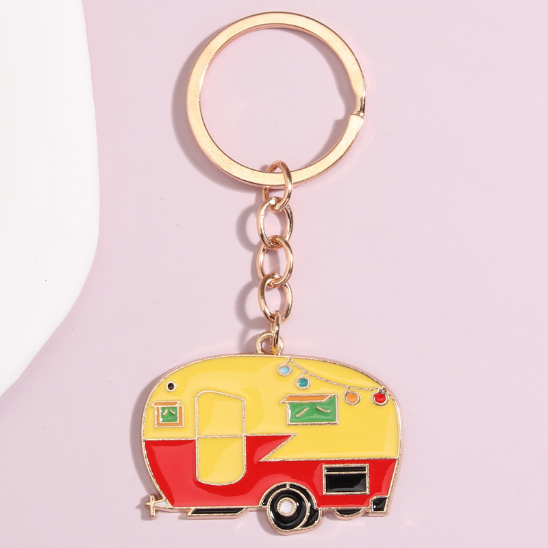 Enamel Keychain Moon Star Sightseeing Bus Key Ring Camping Key Chains For cute Star Moon keychain Bag car key pendant