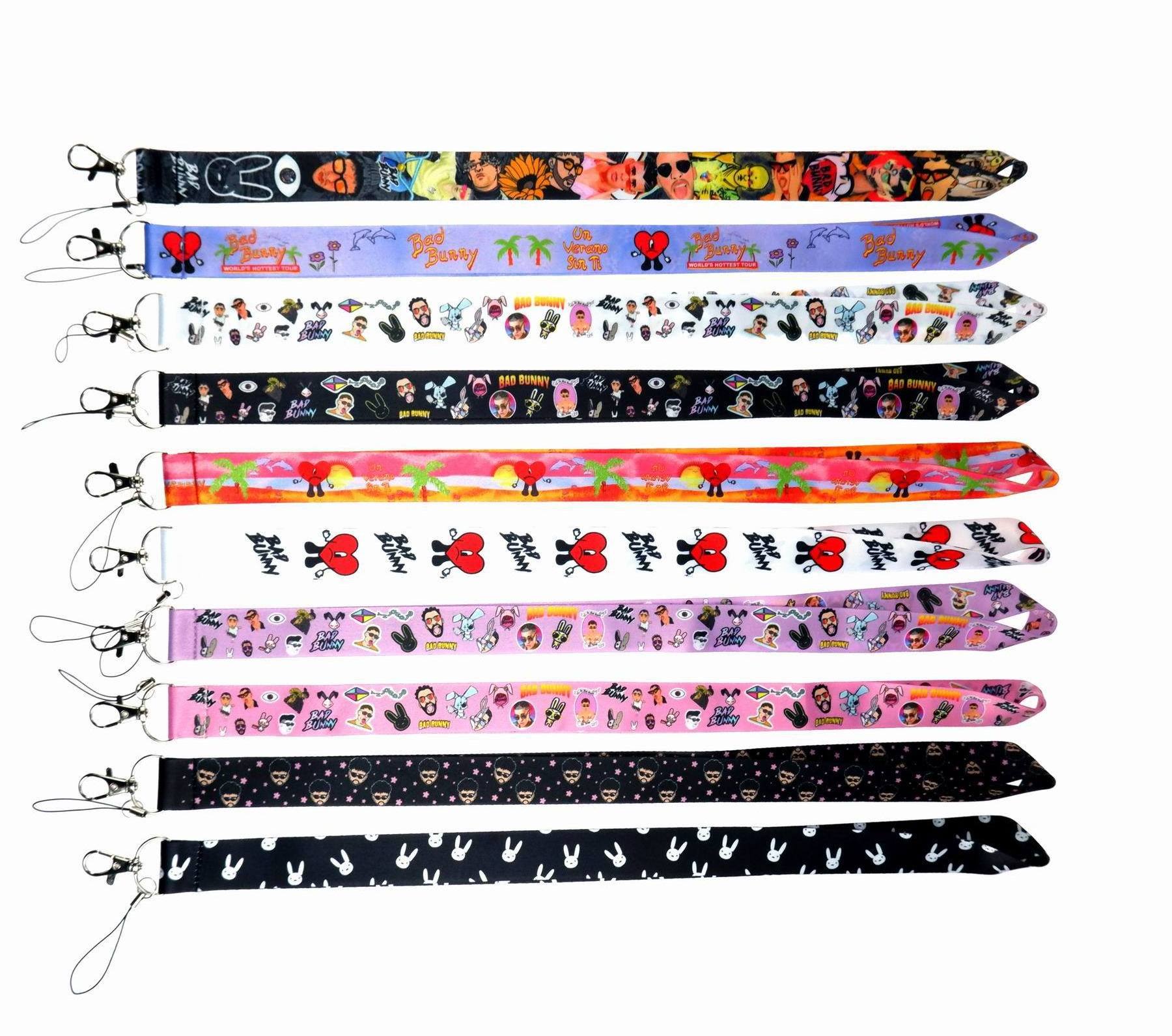 In stock BAD BUNNY Cartoon Anime game Key Chain Lanyard Phone USB Badge Holder bad bunny Necklace lanyard