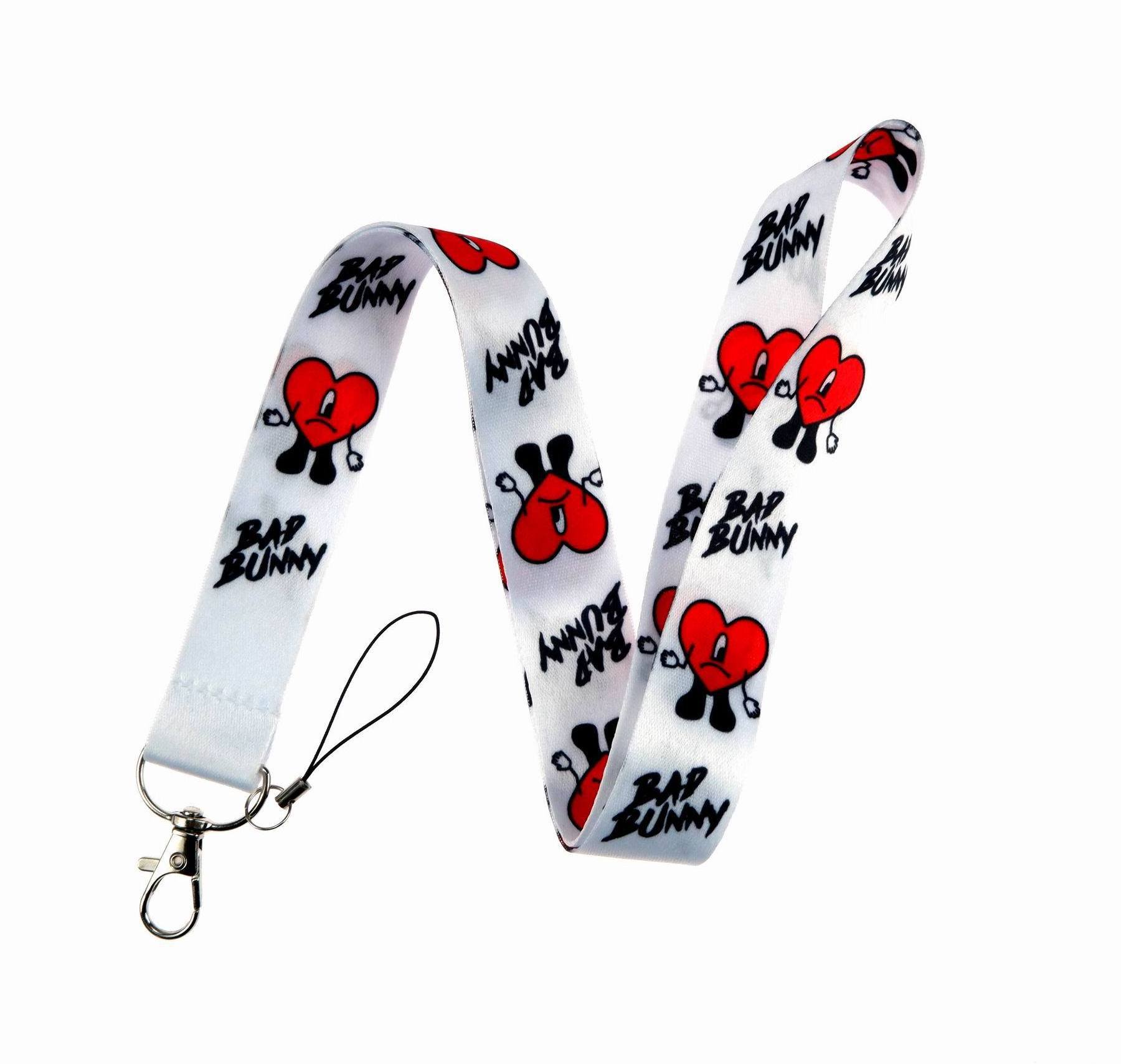 In stock BAD BUNNY Cartoon Anime game Key Chain Lanyard Phone USB Badge Holder bad bunny Necklace lanyard