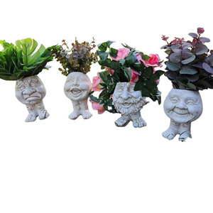 Fengzhi Factory Modern Style Muggle Face Statue Flower Pot Funny Emoticons Garden Decoration Resin Crafts