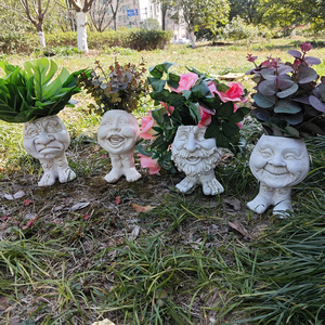 Fengzhi Factory Funny Muggle face statue flower pot Funny emoticons Garden decoration flower pot resin crafts