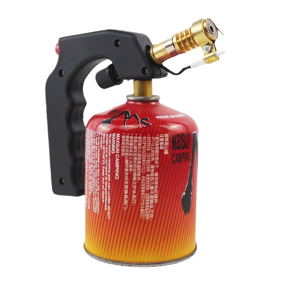 Portable brass torch lighter, outdoor camping flame gun for gas butane torch welding of gas-free tanks