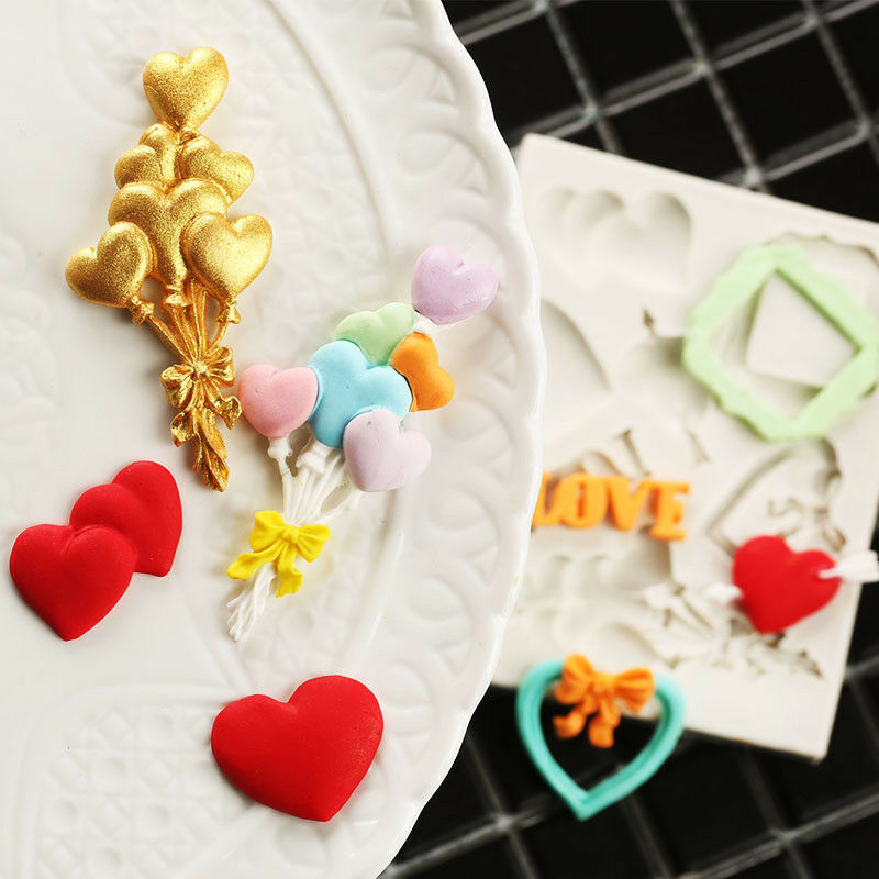 Fondant cake silicone mold Valentine's Day love decoration baking handmade soap silicone model tool Love Heart Balloon