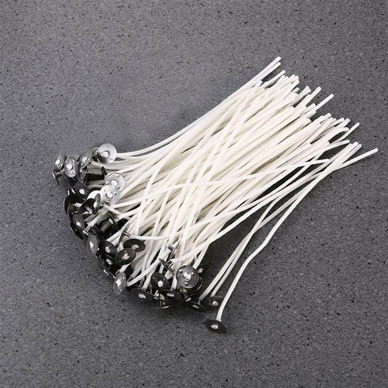 Bag of 100 Candle Wick Pre Waxed With Sustainers Cotton DIY Candle Making Tool Tightly woven smokeless wax core