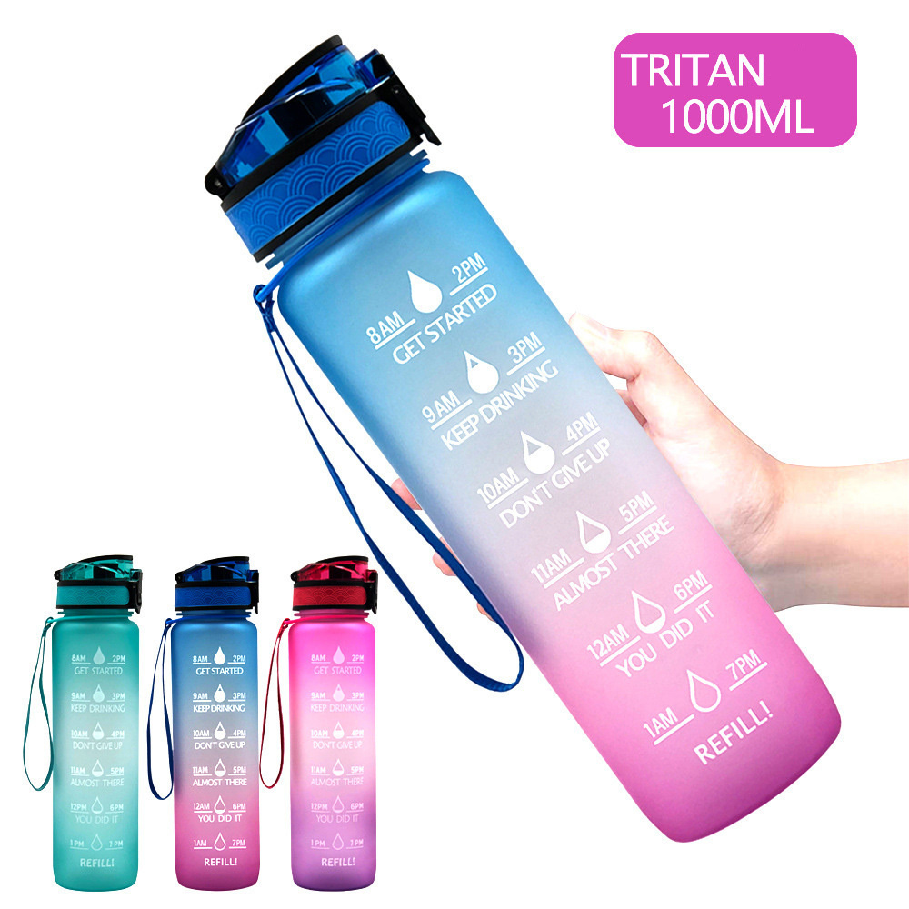 GC vasos botella de agua motivacional cups plastic water bottles with lids and straws custom water bottle botol plastik