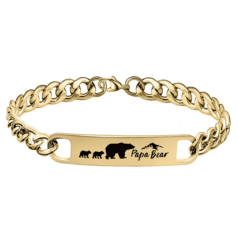 Ywganggu Customize Wholesale Stainless Steel Charm Bracelet Fashion Polar Bear Bracelet Engraved Gift For Dad