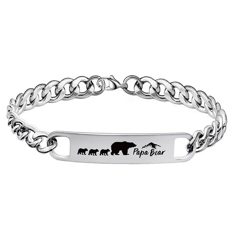 Ywganggu Customize Wholesale Stainless Steel Charm Bracelet Fashion Polar Bear Bracelet Engraved Gift For Dad