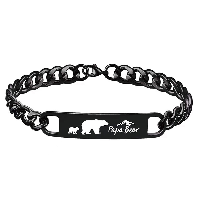 Ywganggu Customize Wholesale Stainless Steel Charm Bracelet Fashion Polar Bear Bracelet Engraved Gift For Dad