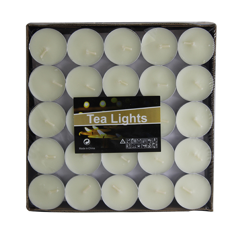 Hot Selling  Multicolor Holiday Festival Wedding Tea Light Candle Paraffin Wax Smokeless No Flower White Light