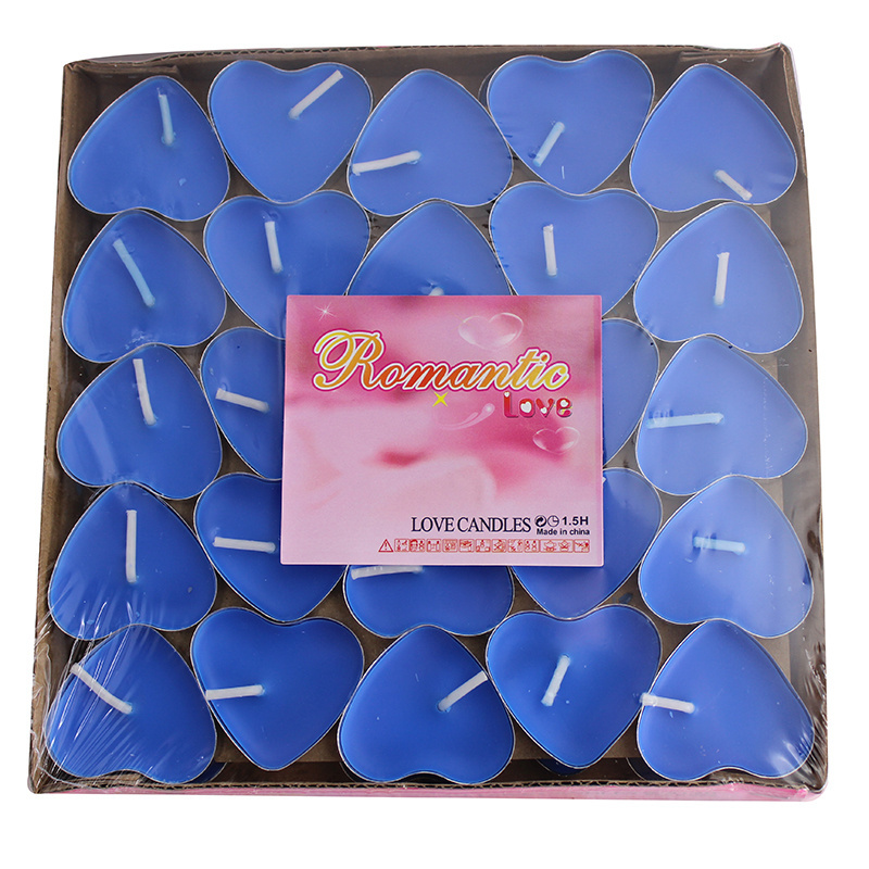 2hrs Wholesale Heart Shape Unscented Good Quality Paraffin Free Natural Tea Light Colorful Tea Candles for Diwali Festival