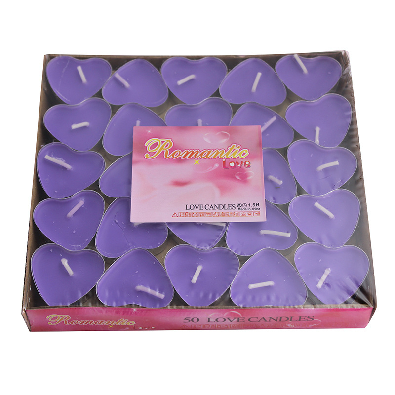 2hrs Wholesale Heart Shape Unscented Good Quality Paraffin Free Natural Tea Light Colorful Tea Candles for Diwali Festival