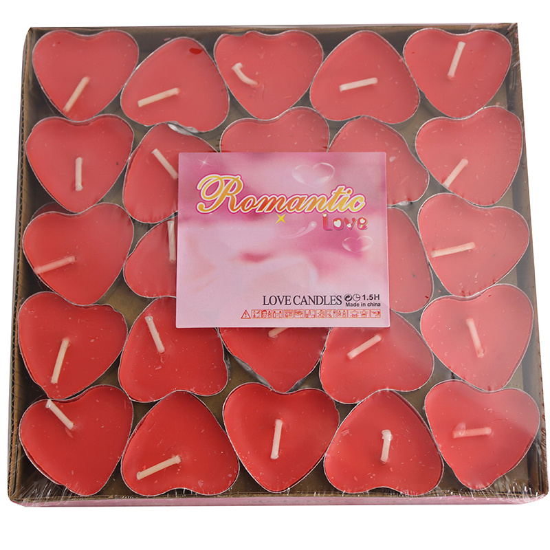 2hrs Wholesale Heart Shape Unscented Good Quality Paraffin Free Natural Tea Light Colorful Tea Candles for Diwali Festival