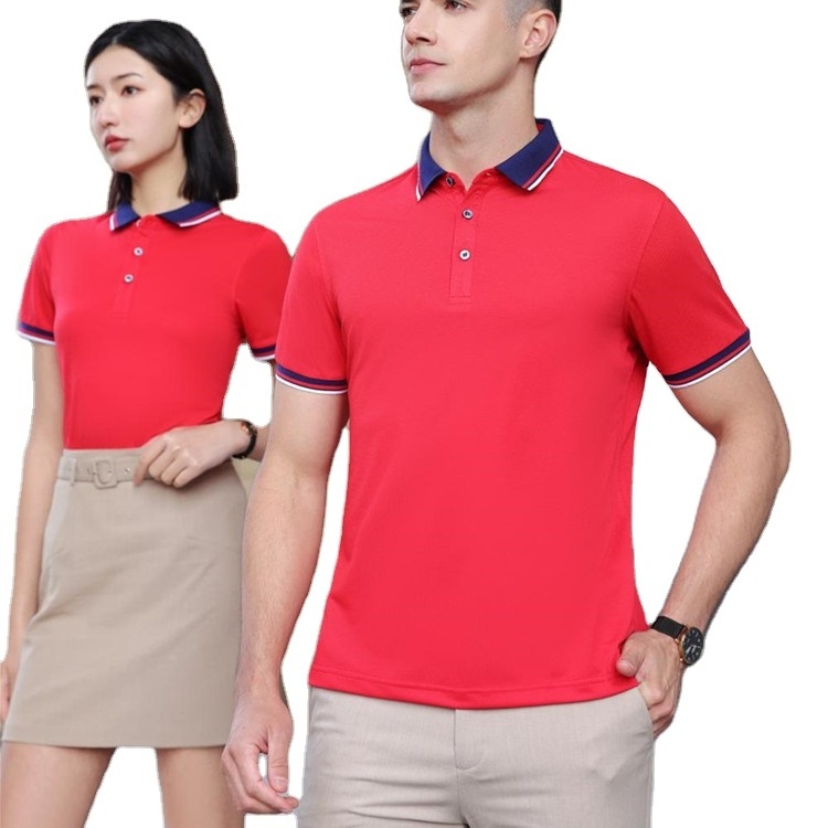 Red Polo Shirt With Black Rib Collar Two Color Golf Polo T Shirt Custom Polo Shirt For Men