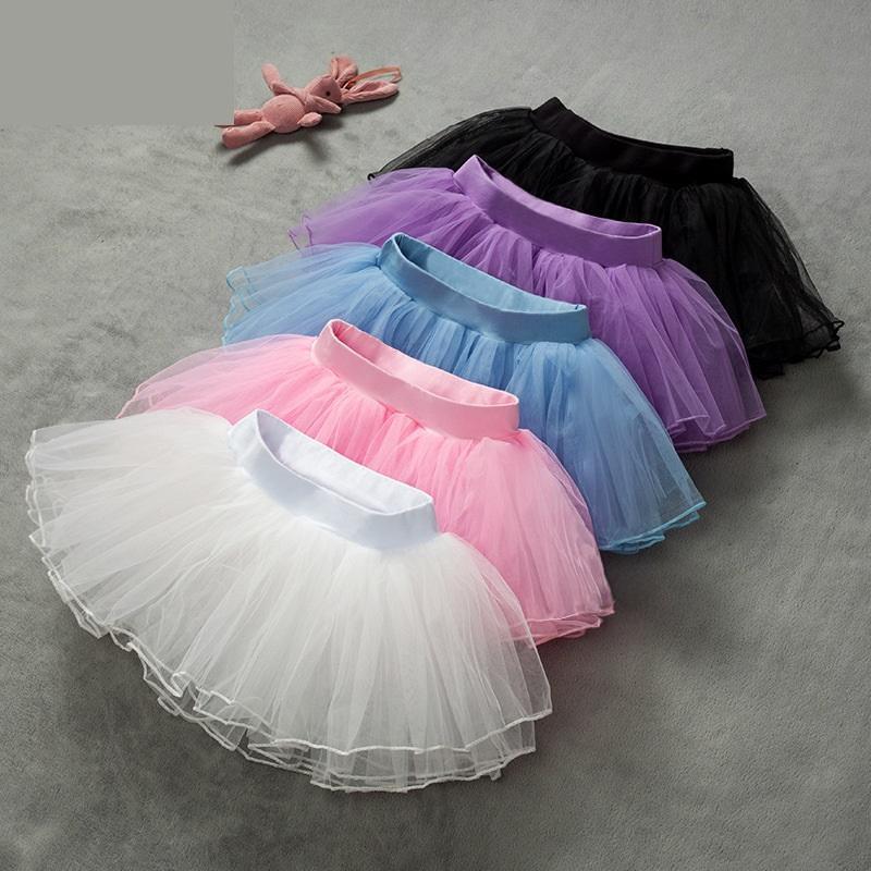 New Arrivals Kids Four Layer Elastic Waistband Tutu Mesh Skirt For Girl Dance For Performance