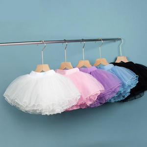 New Arrivals Kids Four Layer Elastic Waistband Tutu Mesh Skirt For Girl Dance For Performance