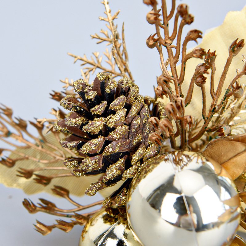 Creative Glitter Flower Christmas fruit pine cone needles artificial pine branches for Christmas decoration flower ornaments