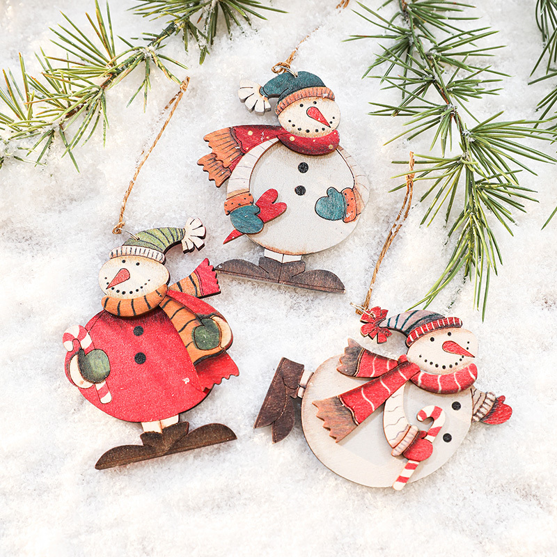 wholesale mdf wood snowman christmas tree ornaments decorations to personalize