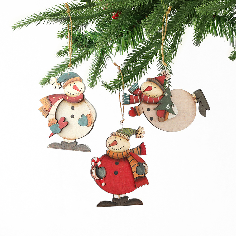 wholesale mdf wood snowman christmas tree ornaments decorations to personalize