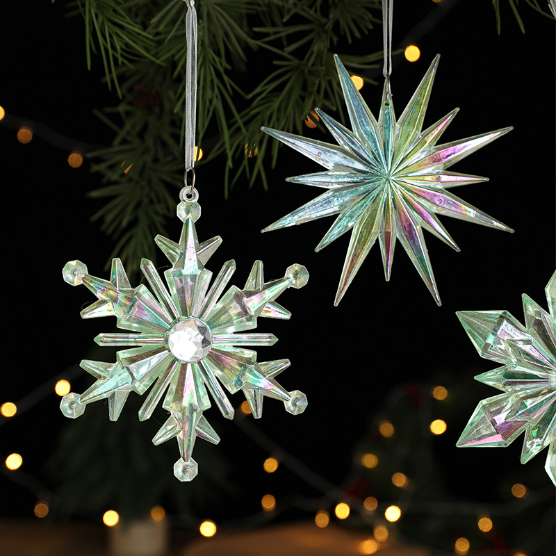 New Arrivals Transparent Xmas Snowflake Decoration Merry Christmas Tree Acrylic Pendant