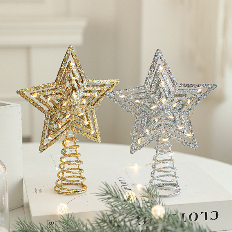 Christmas decor Silver Metal 3D Hallow Star christmas tree topper golden christmas tree topper star