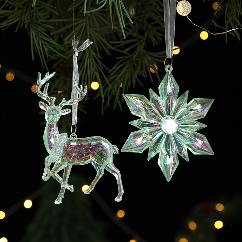 New Arrivals Transparent Xmas Snowflake Decoration Merry Christmas Tree Acrylic Pendant