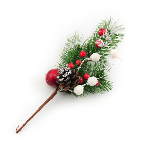 Sticky Snow Branches Pine Needle Picks With Pine Cones And Red Berries Fancy Christmas Tree Decorations