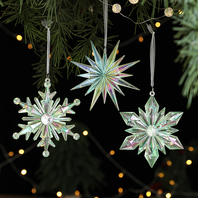 New Arrivals Transparent Xmas Snowflake Decoration Merry Christmas Tree Acrylic Pendant