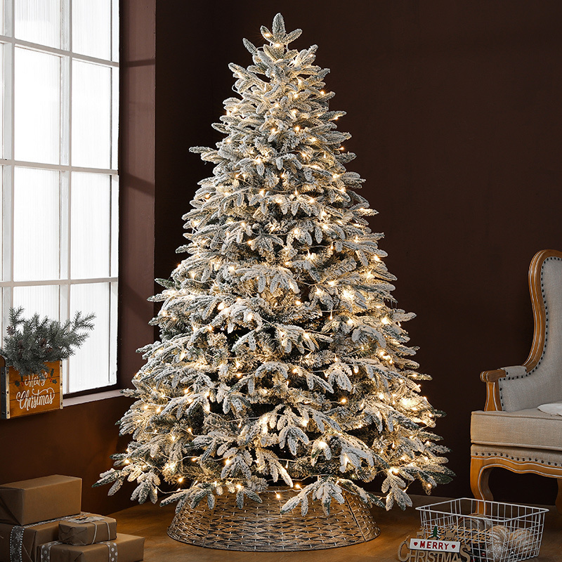 China Manufacturer tree christmas Wholesale Modern Pre Lit Flocked The Big Snow White Artificial Christmas Tree