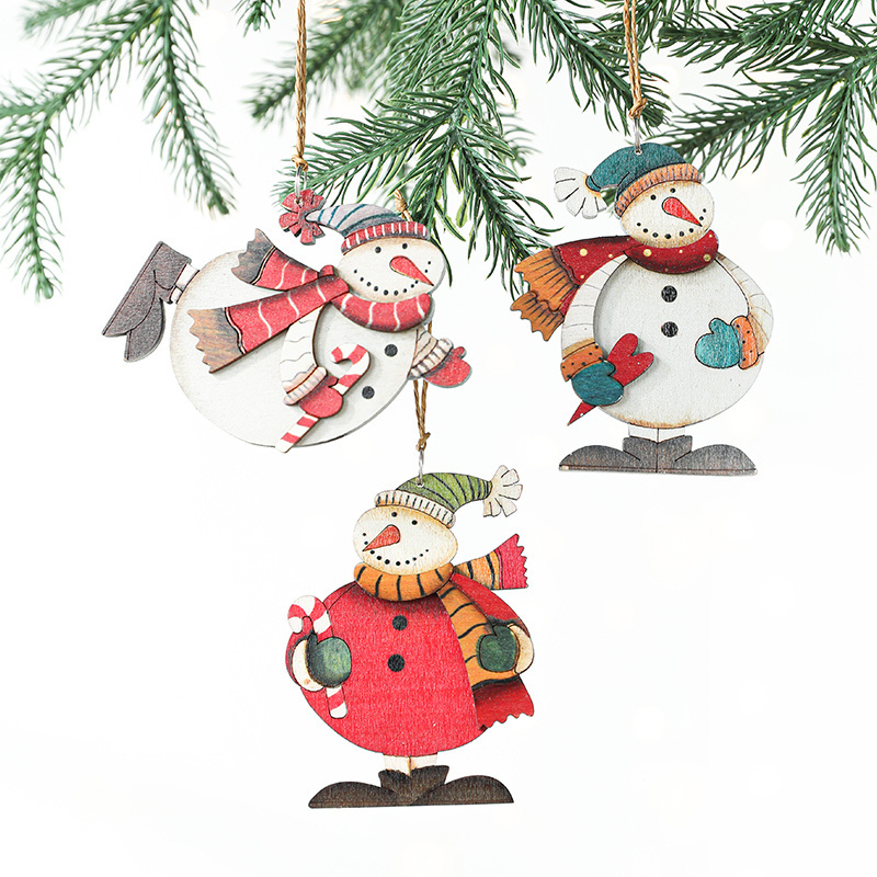 wholesale mdf wood snowman christmas tree ornaments decorations to personalize