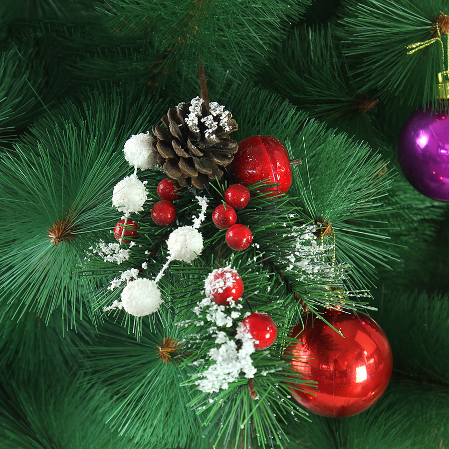 Sticky Snow Branches Pine Needle Picks With Pine Cones And Red Berries Fancy Christmas Tree Decorations