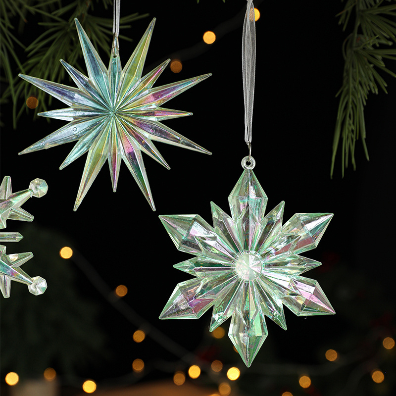 New Arrivals Transparent Xmas Snowflake Decoration Merry Christmas Tree Acrylic Pendant