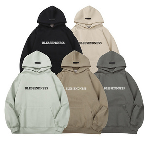 box hokewear puff printing 100% cotton custom 400gsm french terry hoodies with designs mock neck bulk hoodie men's hoodie