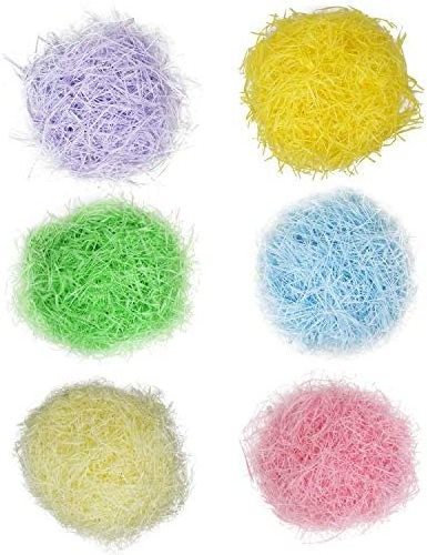 Easter Grass 6 colors Recyclable Paper Shred for Easter Basket Filler Stuffers, Easter Egg Hunt, Easter Party Favor.