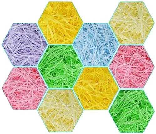 Easter Grass 6 colors Recyclable Paper Shred for Easter Basket Filler Stuffers, Easter Egg Hunt, Easter Party Favor.