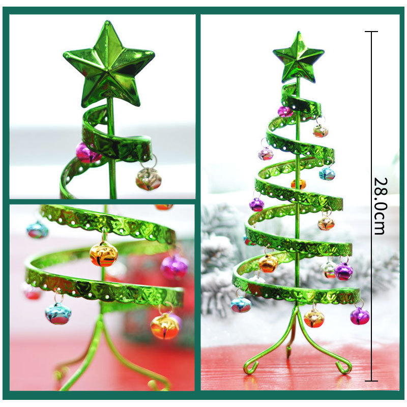 Wrought Iron Spiral Christmas Tree  Creative Home Desktop Christmas Decorations Ornaments with bell