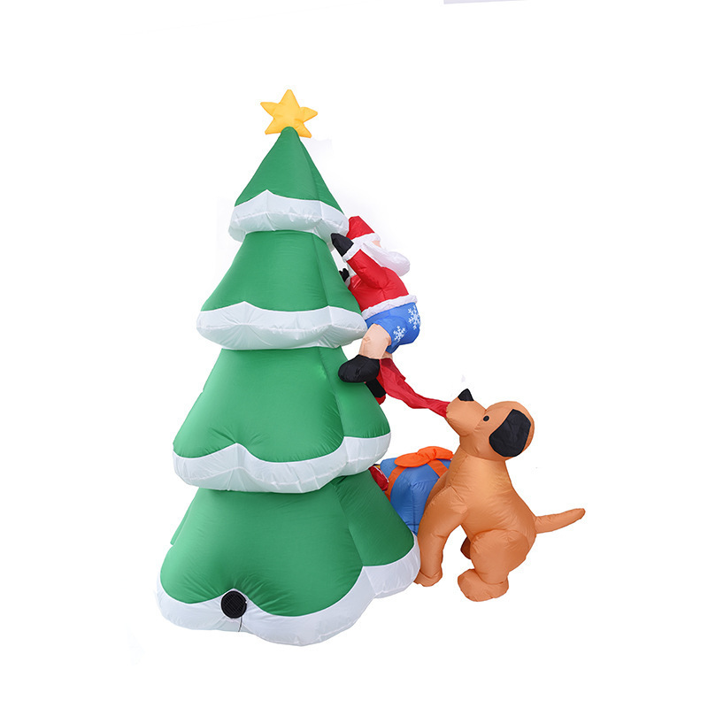 wholesale Christmas yard decoration 7 ft inflatable Christmas tree dog and Santa Claus