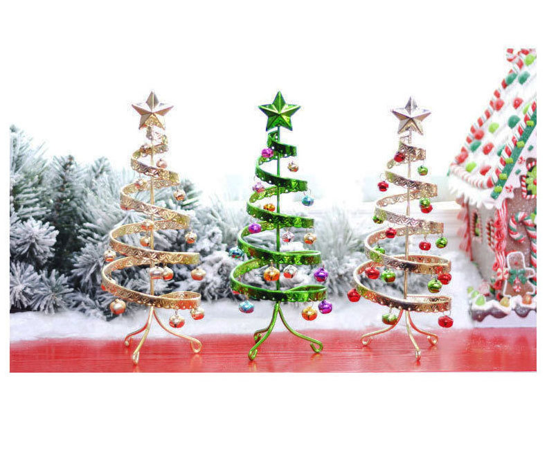 Wrought Iron Spiral Christmas Tree  Creative Home Desktop Christmas Decorations Ornaments with bell