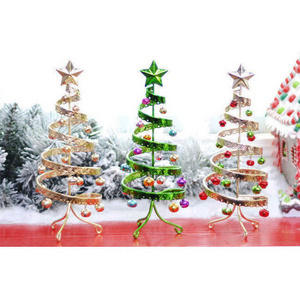 Wrought Iron Spiral Christmas Tree  Creative Home Desktop Christmas Decorations Ornaments with bell