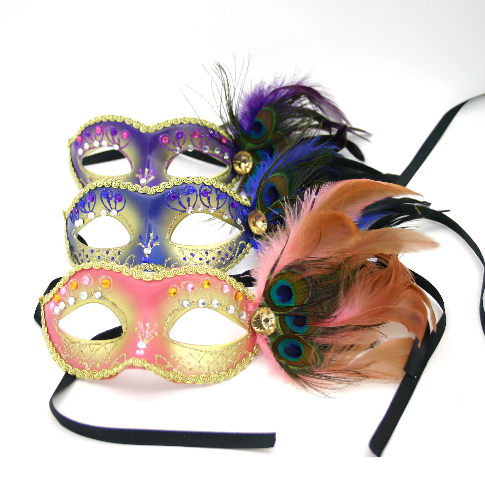 Carnival Painted Feather Mask Makeup Ball Performance Mask Venetian Mask