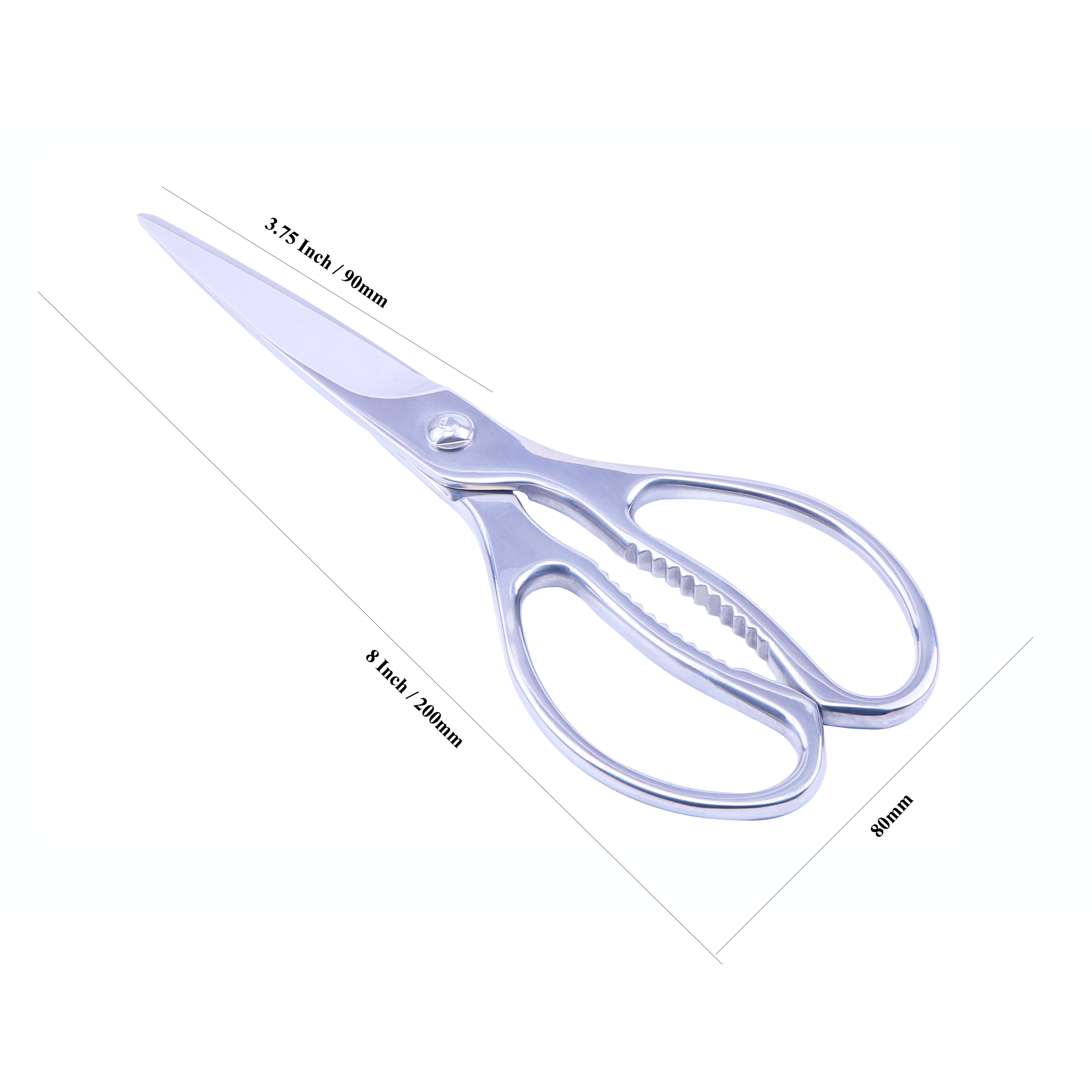 Newest 8 Inch Heavy Duty All Metal Sliver Household Food Meat Cutting Shears Detachable Kitchen Scissors